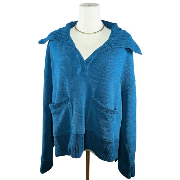 FP Beach Grace Pullover Sweater Teal Sapphire Boxy Oversize Slouchy | M - Picture 2 of 12